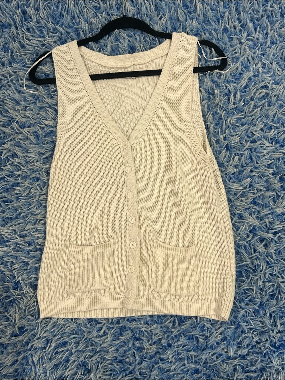 Cream Knit Button Up Vest